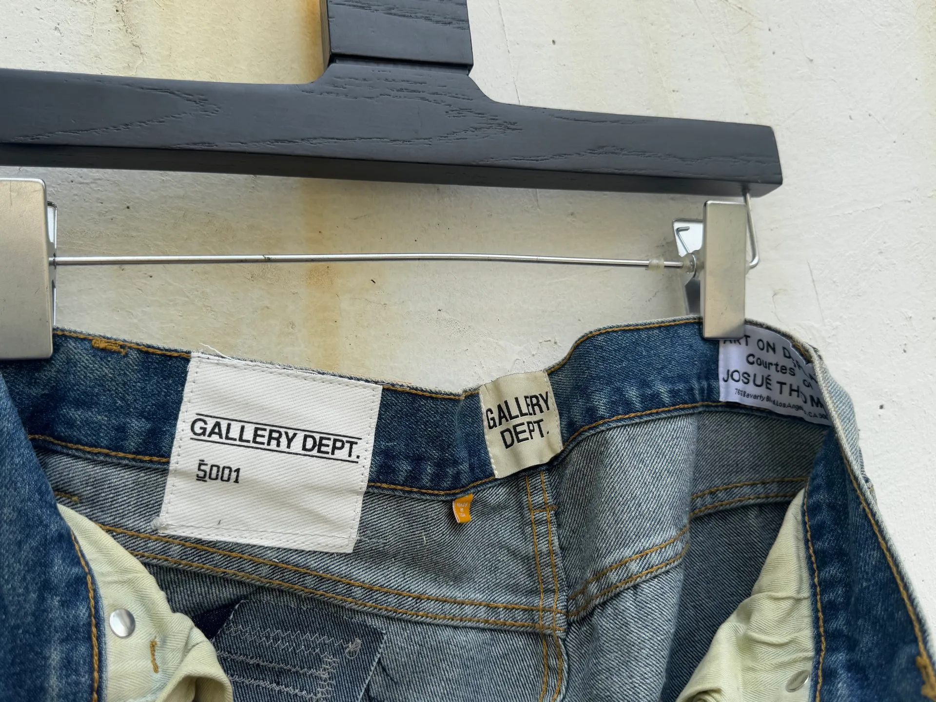 P300💰GA02 Top heavy industry GALLERY DEPT. Spliced ​​ink splash paint hand-stitched holes washed retro jeans men and women high street splash ink pants micro-flared casual trousers trendy couple same style Size: 28 30 32 34 36 (corresponds to S M L XL XXL)